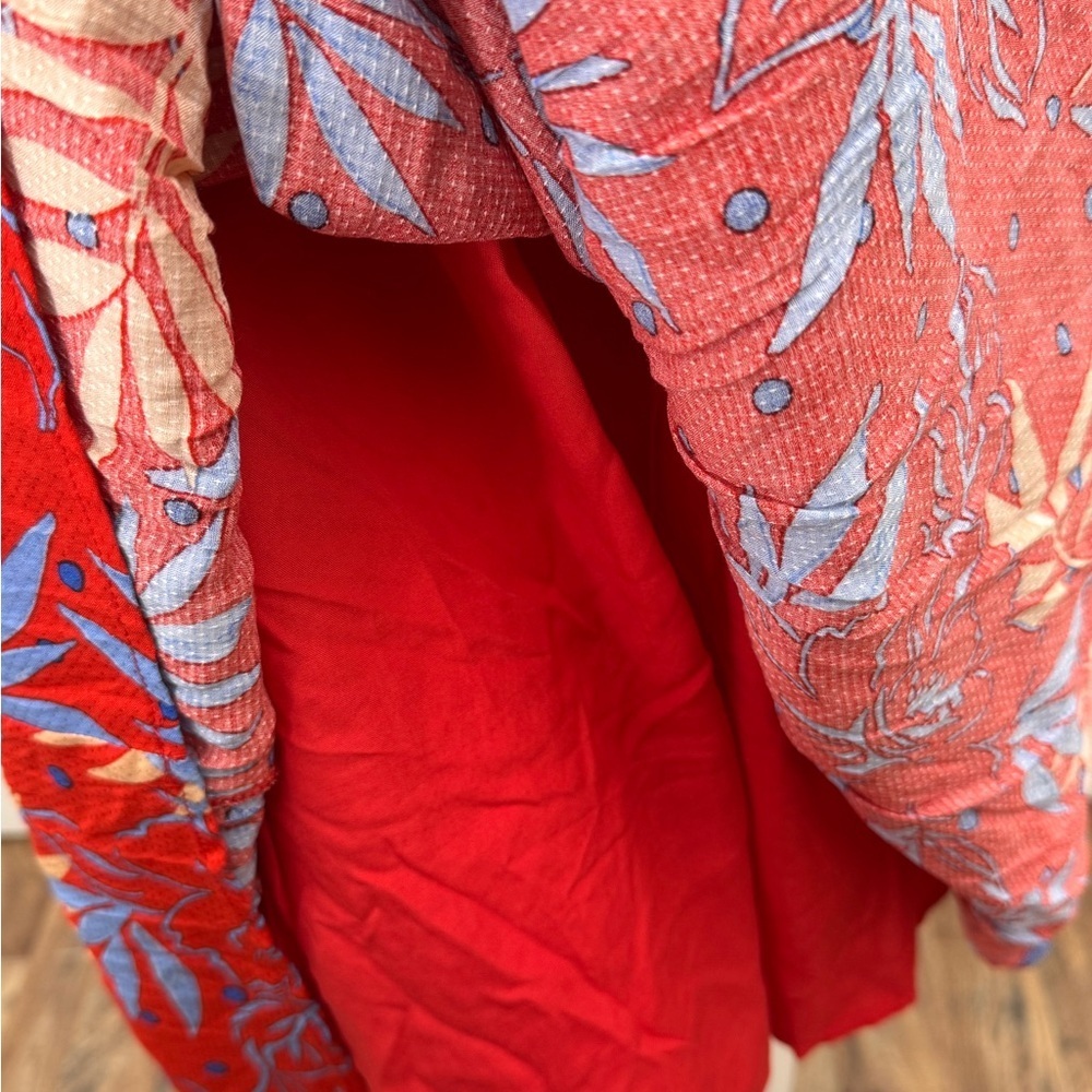 Lost + Wander Red Floral Smocked Midi Dress NWT Size XS Boho Romantic - Picture 10 of 16